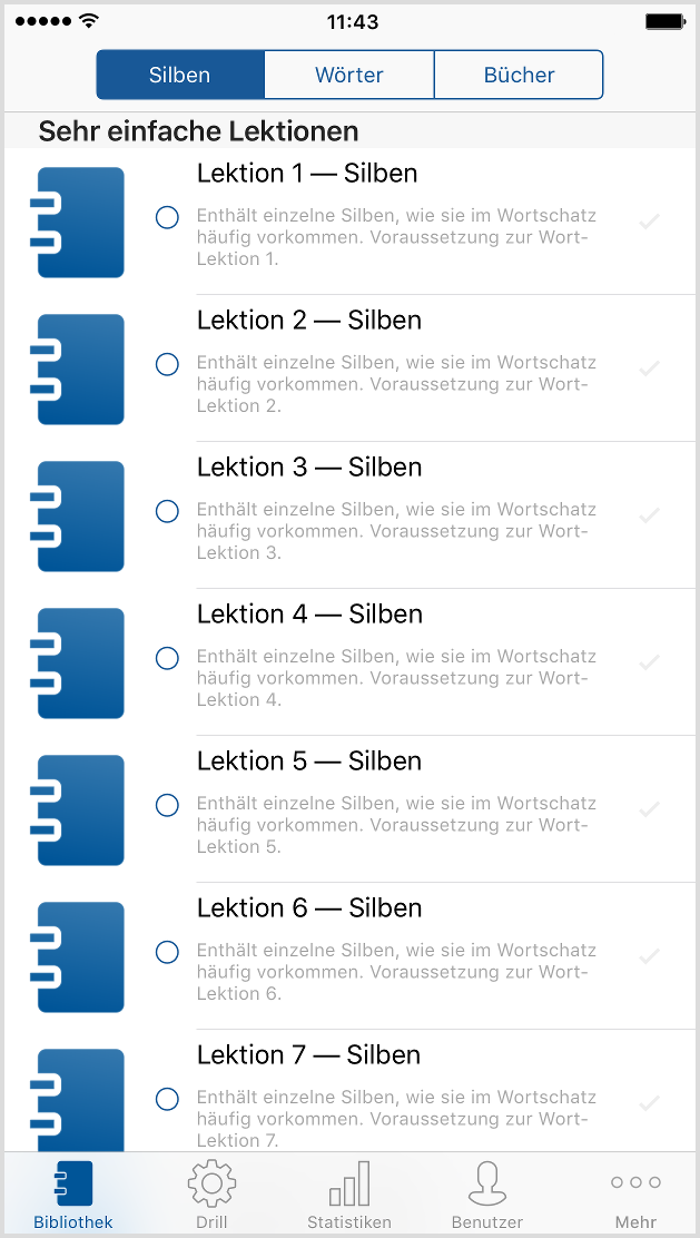 Screenshot Lektionen