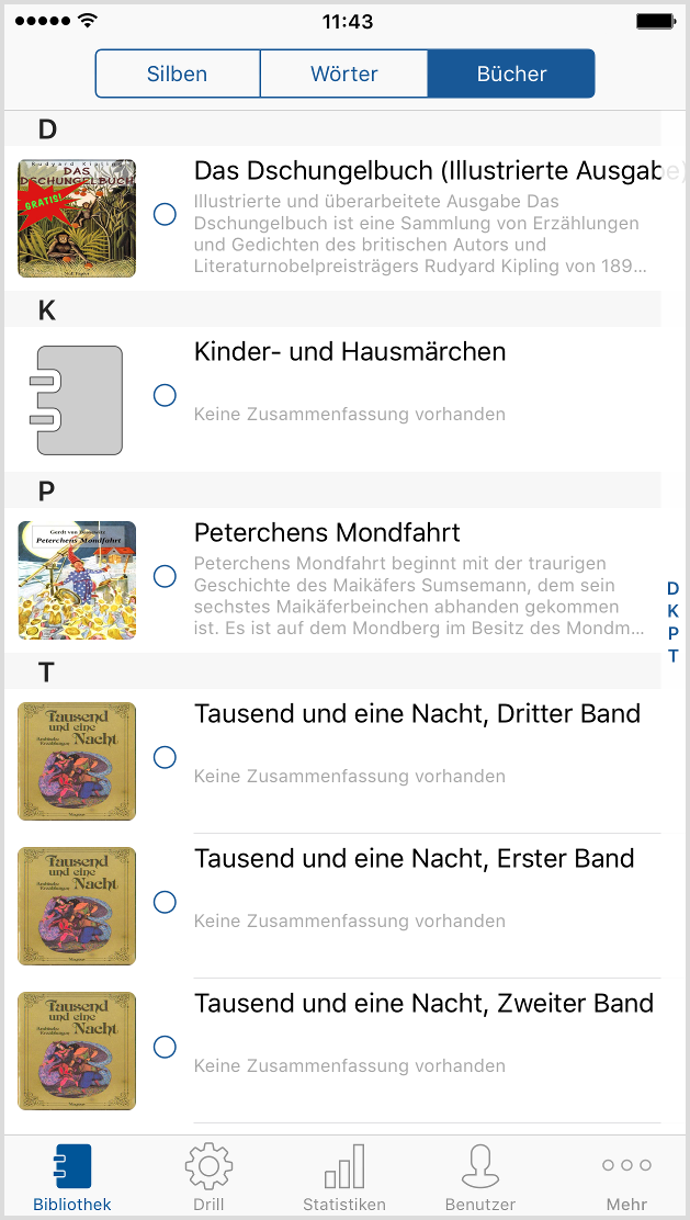 Screenshot Bibliothek